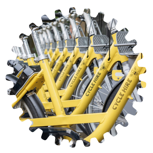 A row of cycle hire bikes